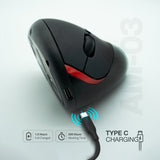 Arizone Vertical Ergonomic Mouse, 5 Buttons Wireless Mouse with Adjustable DPI, Forward & Backward Buttons, Custom Button, Type-C Rechargeable – For Laptop & PC