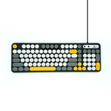 Arizone K92 Wired Keyboard with Round Keys, Multimedia Function Keys, English/Arabic Layout, Swappable Keycaps – USB Plug & Play Keyboard for PC and Laptop