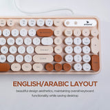 Arizone K92 Wired Keyboard with Round Keys, Multimedia Function Keys, English/Arabic Layout, Swappable Keycaps – USB Plug & Play Keyboard for PC and Laptop