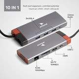ARIZONE USB C Hub 10 in1 with 4K@60Hz HDMI Port, Ethernet Port, 100W PD Charging, VGA Port, 3.5mm Audio Port, SD 3.0 & TF 3.0 Card Reader