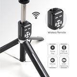 ARIZONE 130cm Phone Selfie Stick Tripod, All-in-1 Tripod with Wireless Remote for iPhone/Android Phone, Travel Tripod with Rechargeable Remote, Portable and Compact