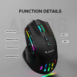 Arizone Dual Mode Wireless Mouse with Bluetooth & 2.4GHz, DPI Adjustment, Mute Click, Light Mode Switch, and Forward/Backward Buttons